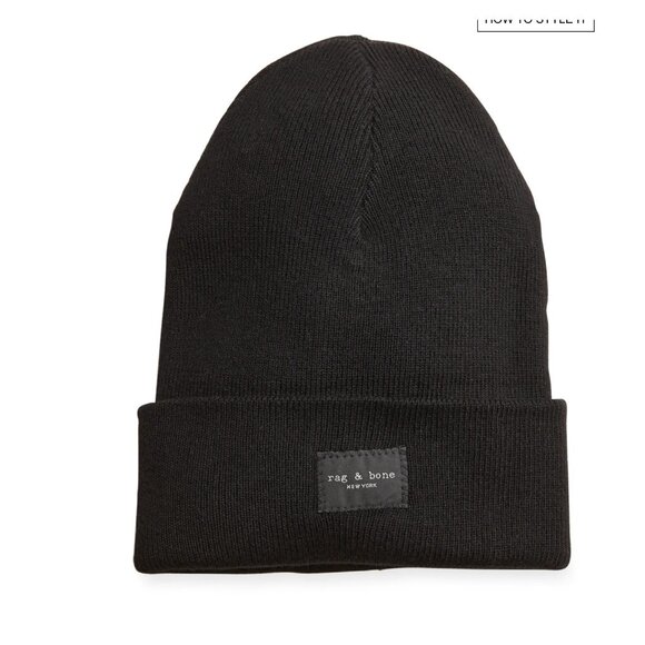 New without Tags Rag & Bone Addison Wool Beanie Black - Picture 3 of 9